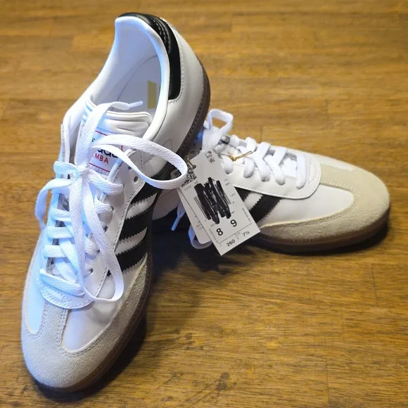 Adidas Samba White and Black Leather Classic Sneakers 8M 9W NWT (IH6001) - Picture 9 of 11